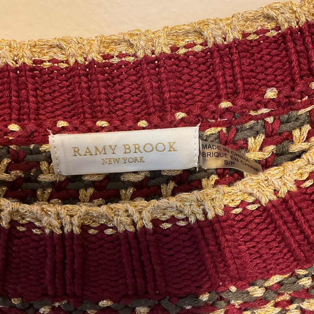 Striped Maroon and Beige Women's Sweater - Picture 7 of 7